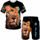 🐆Set med T-shirt och shorts för män i ledig stil med djurmotiv