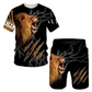 🐆Set med T-shirt och shorts för män i ledig stil med djurmotiv