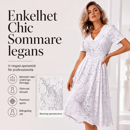 ✨Elegant spetsklänning för kvinnor med V-ringning