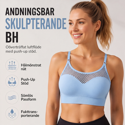 Damers vadderad sport-bh med ihåligt nät