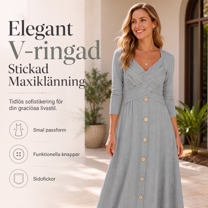 Damklänning med korsad v-ringning, ledig stil