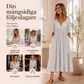 🎀👗Kvinnors V-ringad knäppt veckad klänning