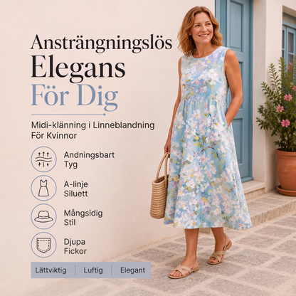 Ärmlös linneklänning för kvinnor