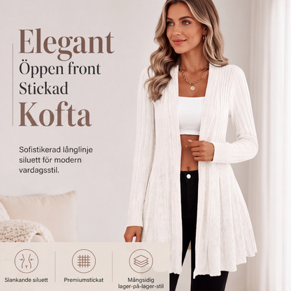 🌸🧥Ny ankomst - Elegant öppen kofta med stickad textur – Mjuk, bekväm och mångsidig stil för alla tillfällen