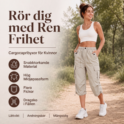 Lätta snabbtorkande cargocapribyxor för kvinnor