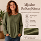 Damtopp med rundhals och texturerad patchwork