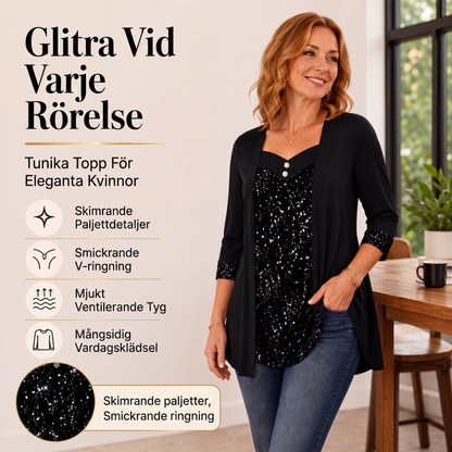 Topp med paljettapplikationer och skendesign i två delar för kvinnor