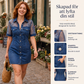 Damens mode: Genomskinlig spets-denim-miniklänning