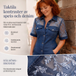 Damens mode: Genomskinlig spets-denim-miniklänning