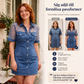 Damens mode: Genomskinlig spets-denim-miniklänning