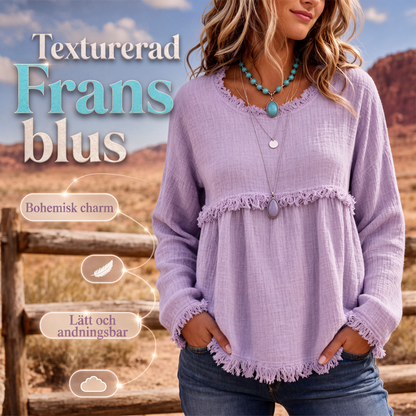 Kvinnors vintage topp med fransar, ledig stil