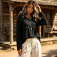 Kvinnors vintage topp med fransar, ledig stil