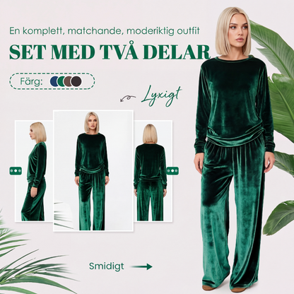 🎀Tvådelat set med sammetstopp och byxor för kvinnor