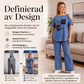 Damtopp med axelbandslös design och vida byxor