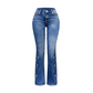 Damernas högmidjade slitna bootcut-jeans