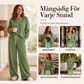 Set med våffelstickad loungewear för kvinnor