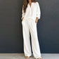 Set med våffelstickad loungewear för kvinnor