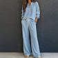 Set med våffelstickad loungewear för kvinnor