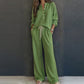 Set med våffelstickad loungewear för kvinnor