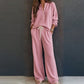 Set med våffelstickad loungewear för kvinnor