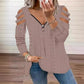 T-shirt med dragkedja och cold shoulder-design för kvinnor