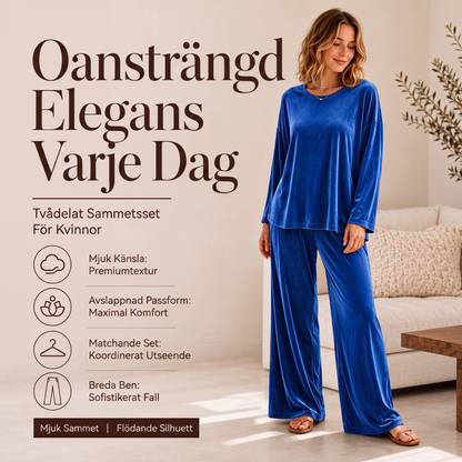 Set med sammetslangärmad topp och vida byxor för kvinnor