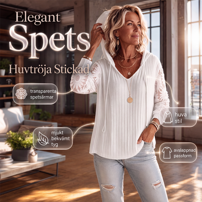 Elegant spetsluva tröja stickad