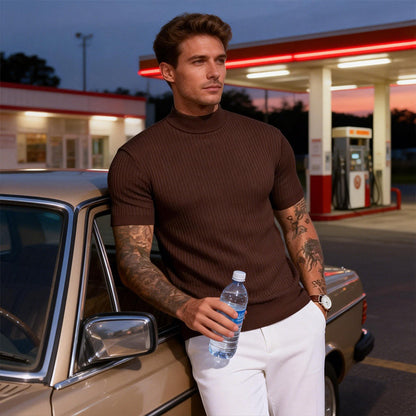 Casual Slim Fit T-Shirt med Polokrage för Herr