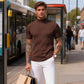 Casual Slim Fit T-Shirt med Polokrage för Herr
