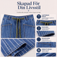 Damjeans i vertikalrandigt stretchigt tyg