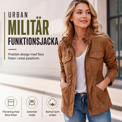 Damjacka i utility-stil med fickor