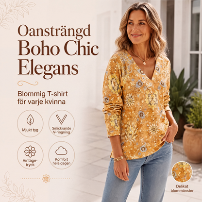 Elegant blommig V-ringad topp för kvinnor