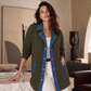 Kvinnors ledig jacka i patchwork av denim
