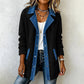 Kvinnors ledig jacka i patchwork av denim