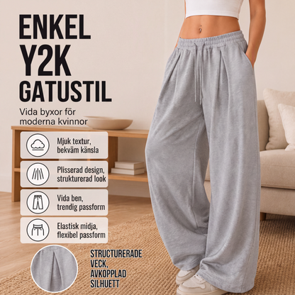 👖Damiga lediga bylsiga wide-leg sweatpants