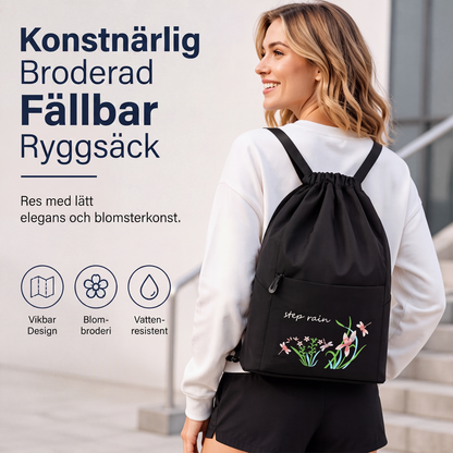 Vikbar vintage-ryggsäck med dragsko för kvinnor