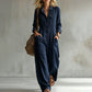 Nya ankomster📦 👗 Klassisk cargo-jumpsuit med vida ben – tidlös komfort för aktiva kvinnor