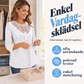 Kvinnors ledig blus med hålmönster, spetsapplikationer och 3/4-ärmar