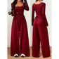 Damledig fyrkantig halsringning vida ben jumpsuit