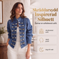 Kvinnors vintage symmetrisk knappad jeansjacka