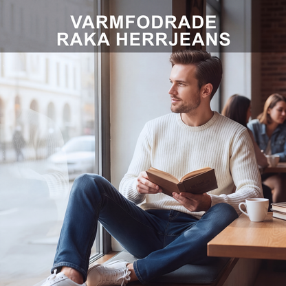 Herrarnas Varmfodrade Jeans – Bekväma Raka Vinterjeans med Mjuk Insida