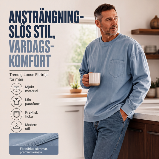 Långärmad t-shirt för män i lös passform