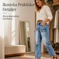 Högmidjade stretchiga raka jeans för kvinnor