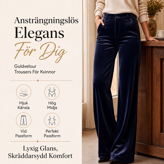 Damensammetsbyxor med hög midja och vida ben
