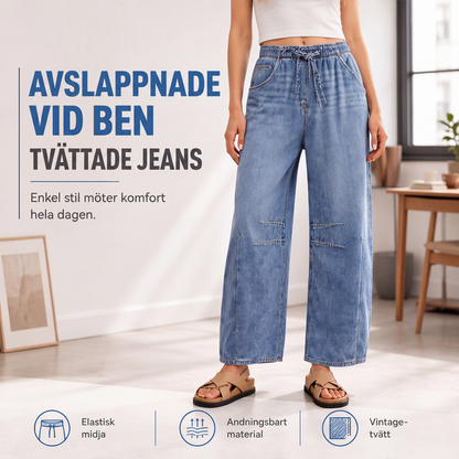 Damjeans i ledig och avslappnad passform med breda ben