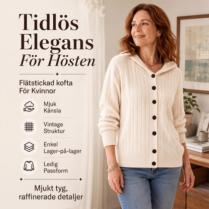 🧥✨ Bästsäljare – Stickad kofta med flätmönster och huva för damer