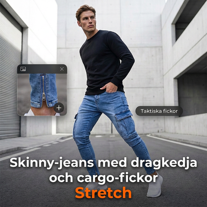 Cargojeans för män, skinny fit med stretch
