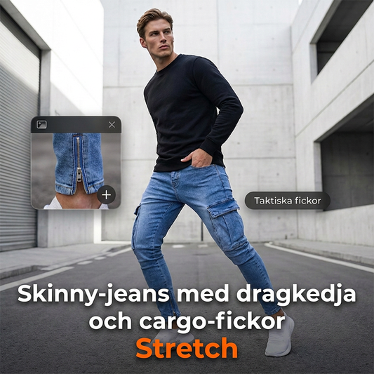 Cargojeans för män, skinny fit med stretch