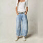 Damers vintage jeans med medelhög midja och böjda vida ben
