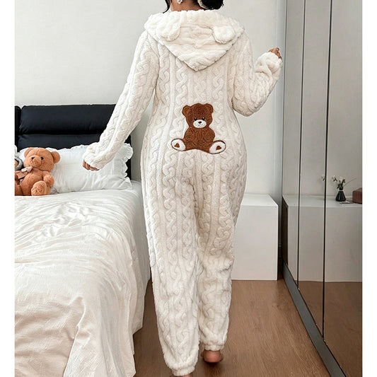 Nyhet✨ 🐻 Huvtröja onepiece med dragkedja – mjuk och varm